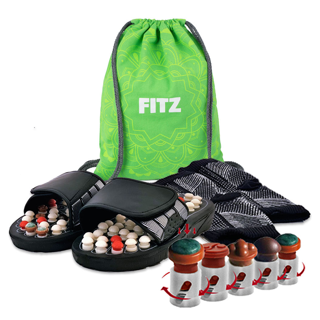 The Original FITZ | Reflexology Slippers Massage Slippers | Foot Massage | Unisex Sizing | Black